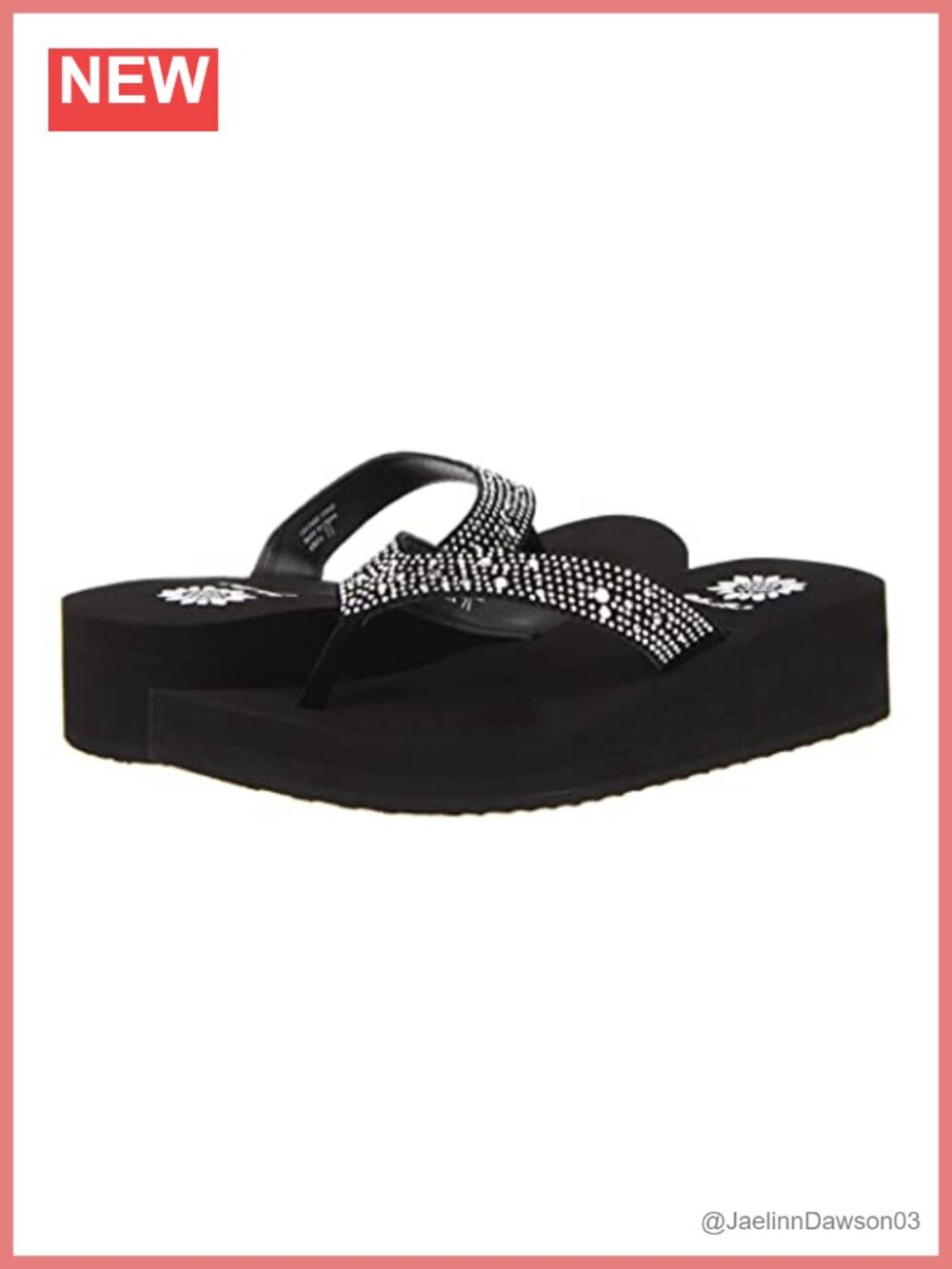 Women's Wedge Flip Flop Sandals with Rhinestone Studded Thong Straps